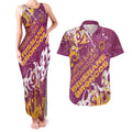 Personalized Brisbane Broncos Rugby Couples Matching Tank Maxi Dress and Hawaiian Shirt Urban Street Graffiti Style - Distressed Splatter Elements
