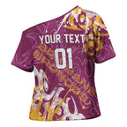 Personalized Brisbane Broncos Rugby Cross Shoulder Shirt Urban Street Graffiti Style - Distressed Splatter Elements