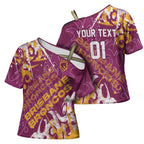 Personalized Brisbane Broncos Rugby Cross Shoulder Shirt Urban Street Graffiti Style - Distressed Splatter Elements