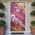 Personalized Brisbane Broncos Rugby Door Cover Urban Street Graffiti Style - Distressed Splatter Elements