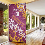 Personalized Brisbane Broncos Rugby Door Cover Urban Street Graffiti Style - Distressed Splatter Elements