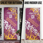 Personalized Brisbane Broncos Rugby Door Cover Urban Street Graffiti Style - Distressed Splatter Elements