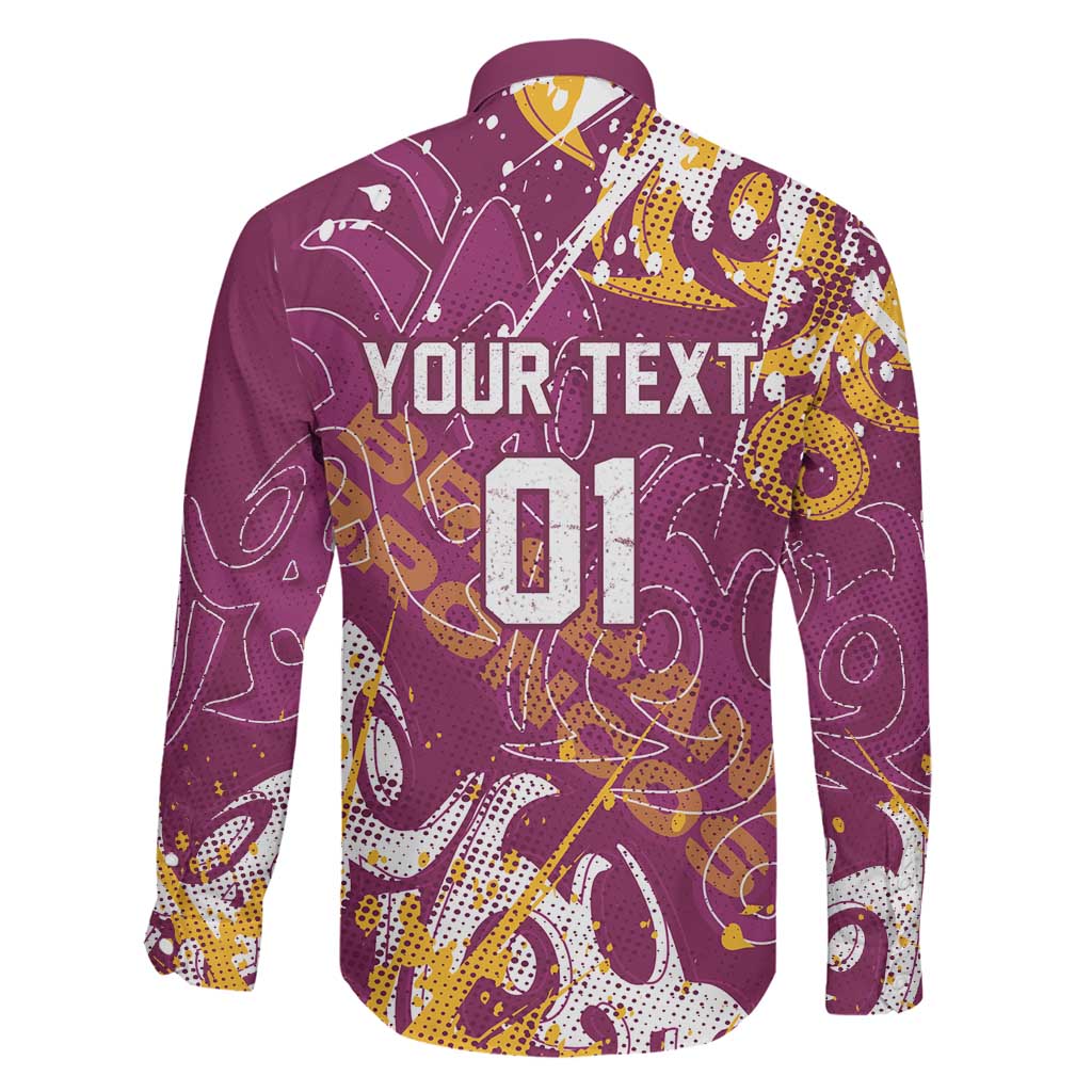 Personalized Brisbane Broncos Rugby Family Matching Mermaid Dress and Hawaiian Shirt Urban Street Graffiti Style - Distressed Splatter Elements