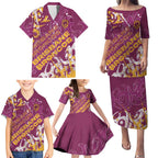 Personalized Brisbane Broncos Rugby Family Matching Puletasi and Hawaiian Shirt Urban Street Graffiti Style - Distressed Splatter Elements