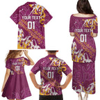 Personalized Brisbane Broncos Rugby Family Matching Puletasi and Hawaiian Shirt Urban Street Graffiti Style - Distressed Splatter Elements