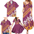 Personalized Brisbane Broncos Rugby Family Matching Summer Maxi Dress and Hawaiian Shirt Urban Street Graffiti Style - Distressed Splatter Elements
