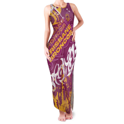 Personalized Brisbane Broncos Rugby Family Matching Tank Maxi Dress and Hawaiian Shirt Urban Street Graffiti Style - Distressed Splatter Elements