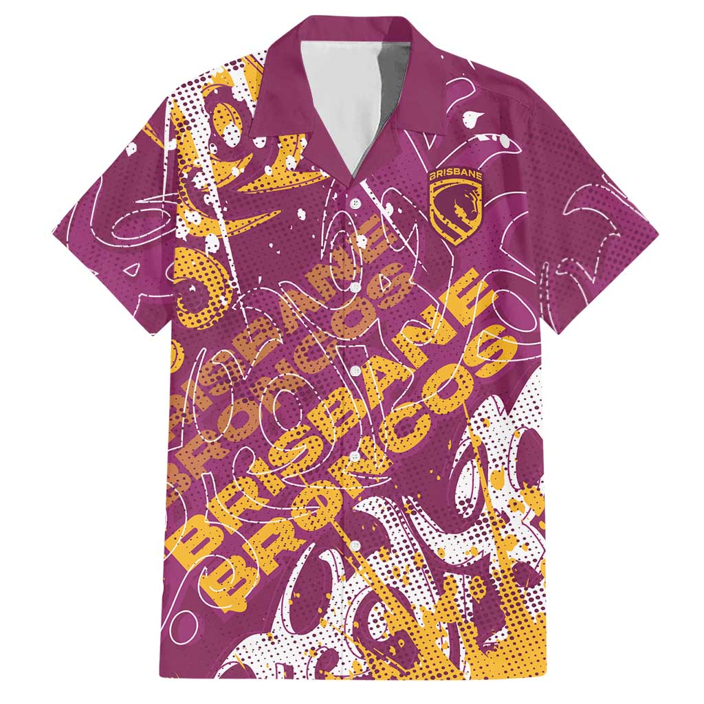 Personalized Brisbane Broncos Rugby Hawaiian Shirt Urban Street Graffiti Style - Distressed Splatter Elements