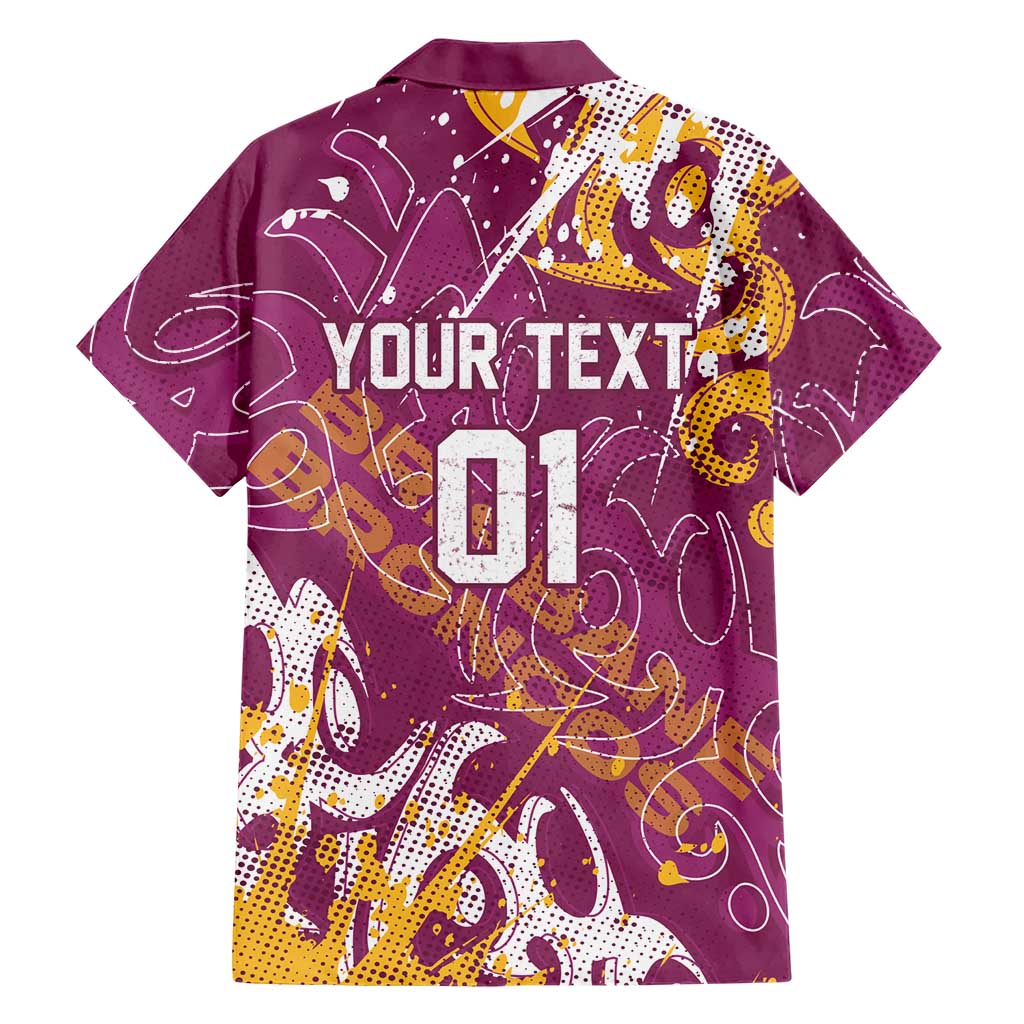 Personalized Brisbane Broncos Rugby Hawaiian Shirt Urban Street Graffiti Style - Distressed Splatter Elements