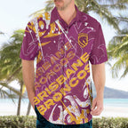 Personalized Brisbane Broncos Rugby Hawaiian Shirt Urban Street Graffiti Style - Distressed Splatter Elements