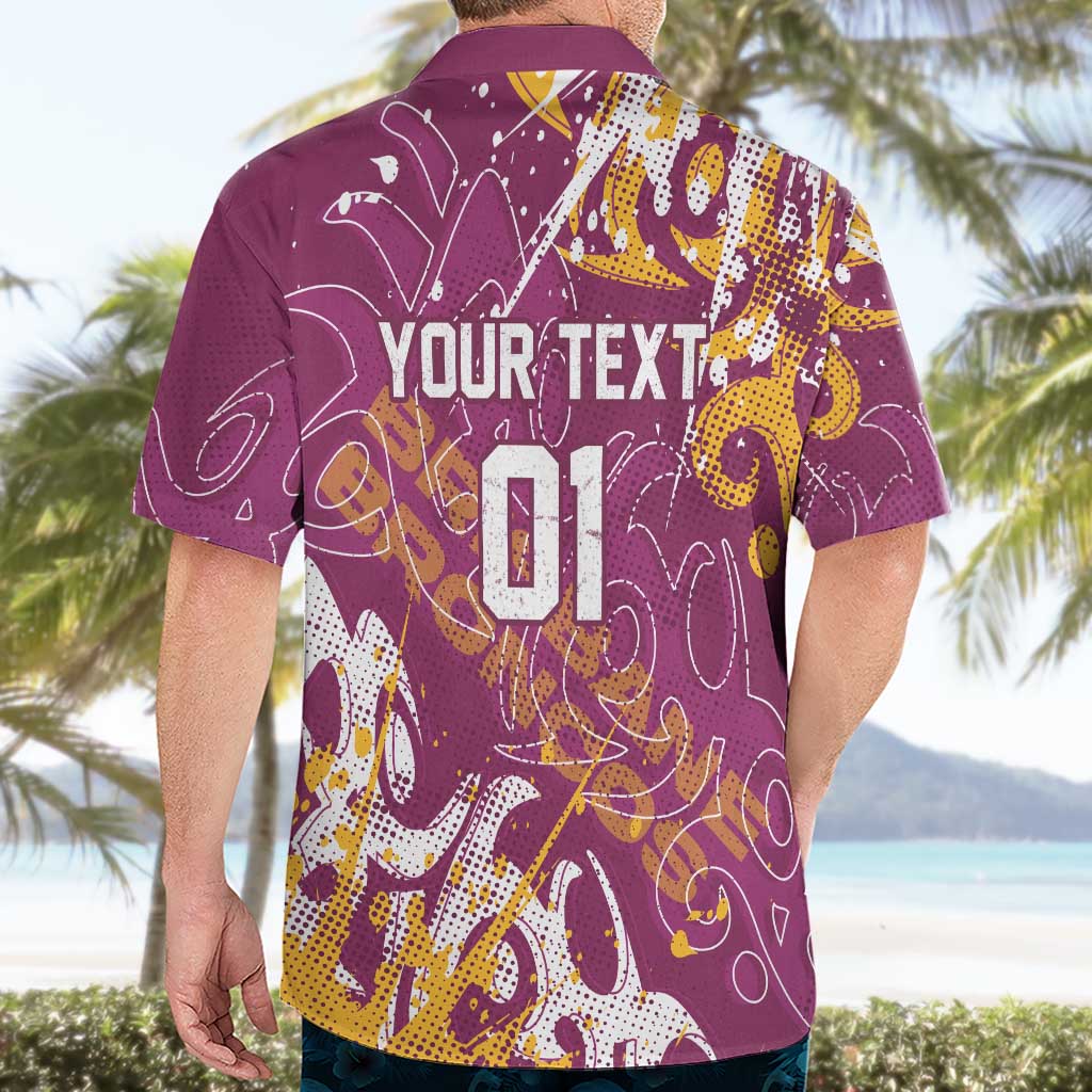 Personalized Brisbane Broncos Rugby Hawaiian Shirt Urban Street Graffiti Style - Distressed Splatter Elements