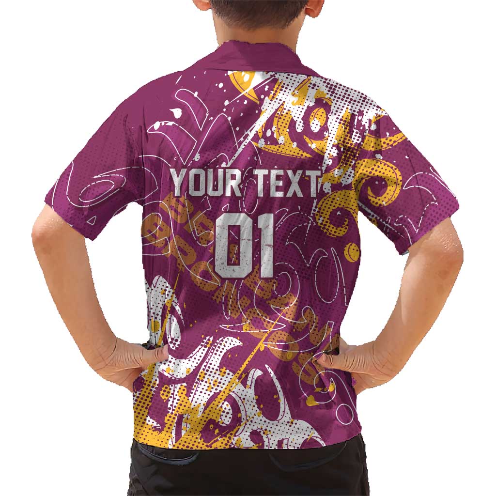 Personalized Brisbane Broncos Rugby Hawaiian Shirt Urban Street Graffiti Style - Distressed Splatter Elements