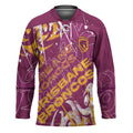 Personalized Brisbane Broncos Rugby Hockey Jersey Urban Street Graffiti Style - Distressed Splatter Elements