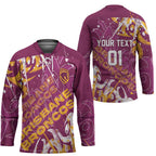 Personalized Brisbane Broncos Rugby Hockey Jersey Urban Street Graffiti Style - Distressed Splatter Elements