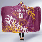Personalized Brisbane Broncos Rugby Hooded Blanket Urban Street Graffiti Style - Distressed Splatter Elements