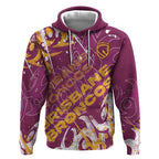 Personalized Brisbane Broncos Rugby Hoodie Urban Street Graffiti Style - Distressed Splatter Elements