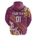 Personalized Brisbane Broncos Rugby Hoodie Urban Street Graffiti Style - Distressed Splatter Elements
