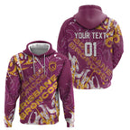 Personalized Brisbane Broncos Rugby Hoodie Urban Street Graffiti Style - Distressed Splatter Elements