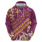 Personalized Brisbane Broncos Rugby Hoodie Urban Street Graffiti Style - Distressed Splatter Elements