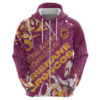 Personalized Brisbane Broncos Rugby Hoodie Urban Street Graffiti Style - Distressed Splatter Elements