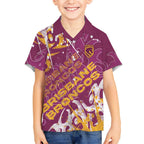 Personalized Brisbane Broncos Rugby Kid Hawaiian Shirt Urban Street Graffiti Style - Distressed Splatter Elements