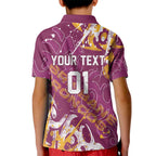 Personalized Brisbane Broncos Rugby Kid Polo Shirt Urban Street Graffiti Style - Distressed Splatter Elements