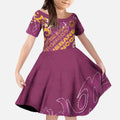 Personalized Brisbane Broncos Rugby Kid Short Sleeve Dress Urban Street Graffiti Style - Distressed Splatter Elements