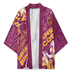 Personalized Brisbane Broncos Rugby Kimono Urban Street Graffiti Style - Distressed Splatter Elements