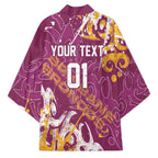 Personalized Brisbane Broncos Rugby Kimono Urban Street Graffiti Style - Distressed Splatter Elements