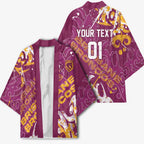 Personalized Brisbane Broncos Rugby Kimono Urban Street Graffiti Style - Distressed Splatter Elements