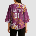 Personalized Brisbane Broncos Rugby Kimono Sleeve Blouse Urban Street Graffiti Style - Distressed Splatter Elements