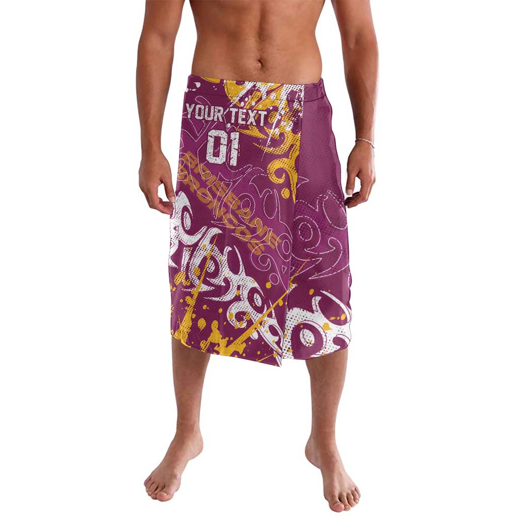Personalized Brisbane Broncos Rugby Lavalava Urban Street Graffiti Style - Distressed Splatter Elements
