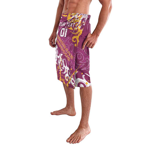 Personalized Brisbane Broncos Rugby Lavalava Urban Street Graffiti Style - Distressed Splatter Elements