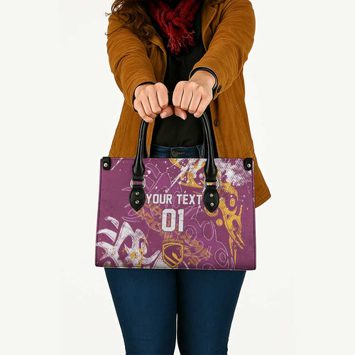 Personalized Brisbane Broncos Rugby Leather Bag Urban Street Graffiti Style - Distressed Splatter Elements
