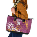 Personalized Brisbane Broncos Rugby Leather Tote Bag Urban Street Graffiti Style - Distressed Splatter Elements