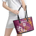 Personalized Brisbane Broncos Rugby Leather Tote Bag Urban Street Graffiti Style - Distressed Splatter Elements