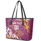 Personalized Brisbane Broncos Rugby Leather Tote Bag Urban Street Graffiti Style - Distressed Splatter Elements