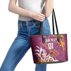 Personalized Brisbane Broncos Rugby Leather Tote Bag Urban Street Graffiti Style - Distressed Splatter Elements