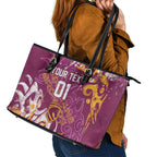 Personalized Brisbane Broncos Rugby Leather Tote Bag Urban Street Graffiti Style - Distressed Splatter Elements