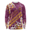 Personalized Brisbane Broncos Rugby Long Sleeve Shirt Urban Street Graffiti Style - Distressed Splatter Elements