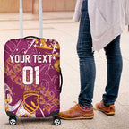 Personalized Brisbane Broncos Rugby Luggage Cover Urban Street Graffiti Style - Distressed Splatter Elements