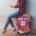 Personalized Brisbane Broncos Rugby Luggage Cover Urban Street Graffiti Style - Distressed Splatter Elements