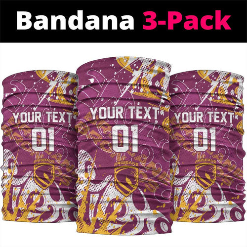 Personalized Brisbane Broncos Rugby Neck Gaiter Urban Street Graffiti Style - Distressed Splatter Elements