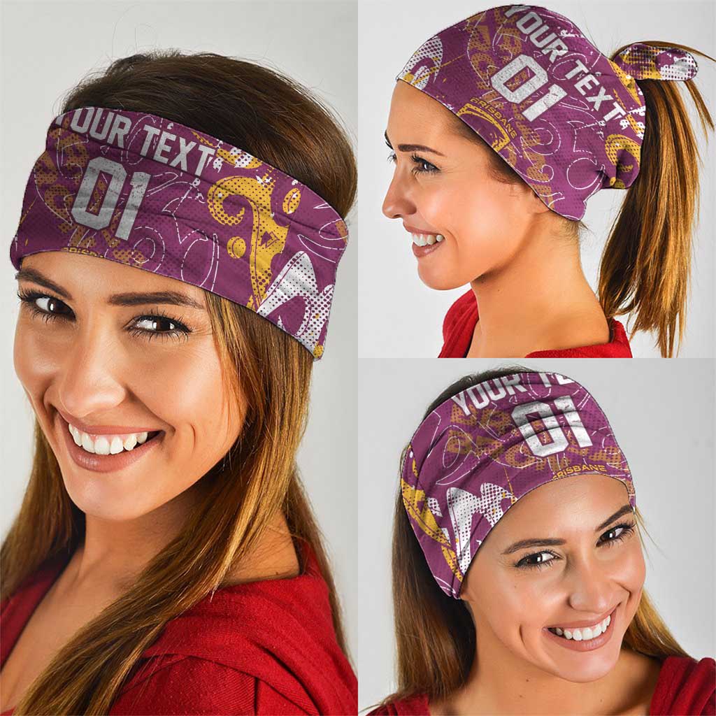 Personalized Brisbane Broncos Rugby Neck Gaiter Urban Street Graffiti Style - Distressed Splatter Elements
