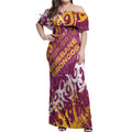 Personalized Brisbane Broncos Rugby Off Shoulder Maxi Dress Urban Street Graffiti Style - Distressed Splatter Elements