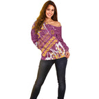 Personalized Brisbane Broncos Rugby Off Shoulder Sweater Urban Street Graffiti Style - Distressed Splatter Elements