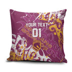 Personalized Brisbane Broncos Rugby Pillow Cover Urban Street Graffiti Style - Distressed Splatter Elements