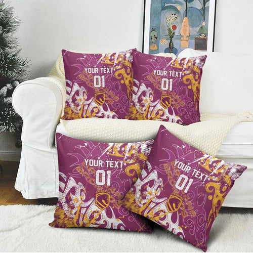 Personalized Brisbane Broncos Rugby Pillow Cover Urban Street Graffiti Style - Distressed Splatter Elements