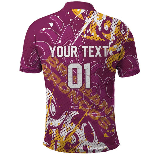 Personalized Brisbane Broncos Rugby Polo Shirt Urban Street Graffiti Style - Distressed Splatter Elements