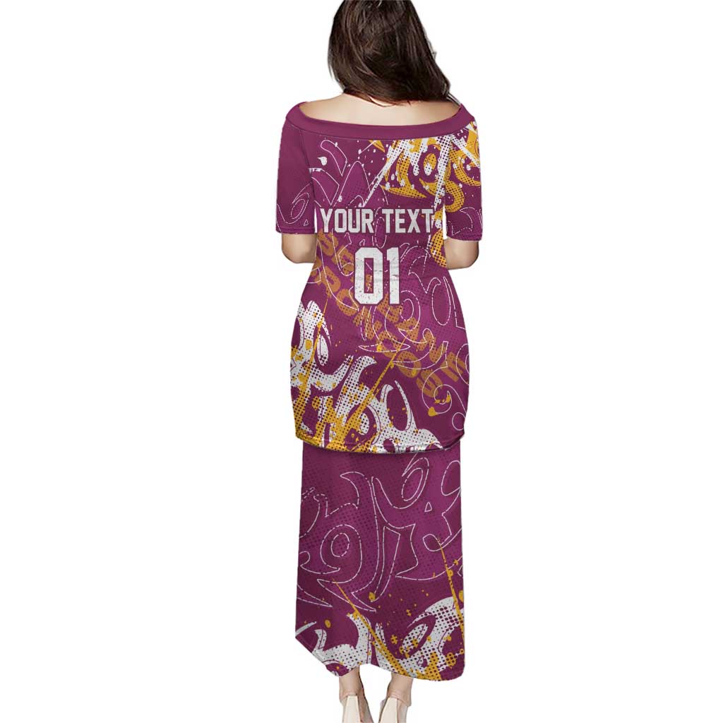 Personalized Brisbane Broncos Rugby Puletasi Urban Street Graffiti Style - Distressed Splatter Elements